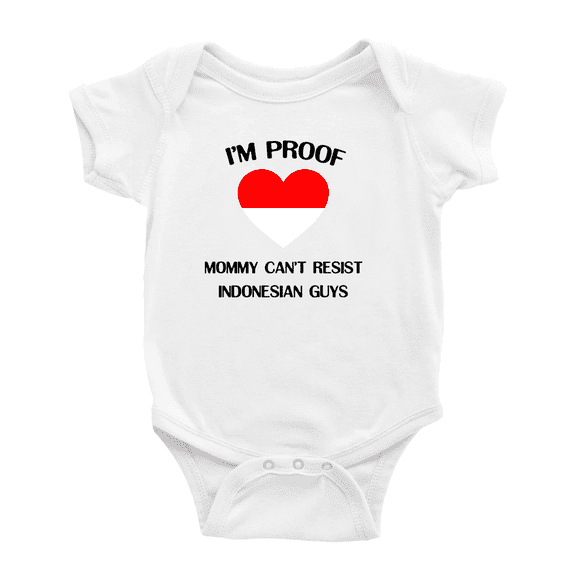 I'm Proof Mommy Can't Resist Indonesian Guys Baby Bodysuits Newborn Clothes (White, 3-6 Months)