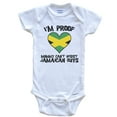 thumbnail image 1 of I'm Proof Mommy Can't Resist Jamaican Guys Jamaica Flag Heart Baby Bodysuit, 3-6 Months White, 1 of 2