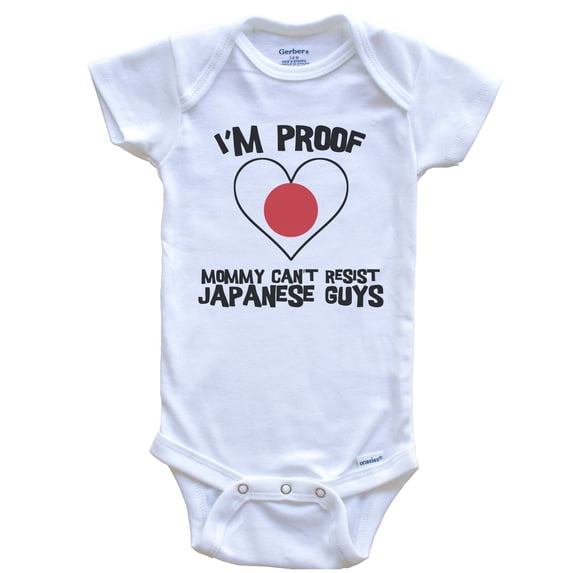 I'm Proof Mommy Can't Resist Japanese Guys Japan Flag Heart Baby Bodysuit, 3-6 Months White