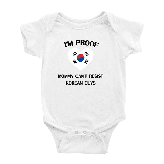 I'm Proof Mommy Can't Resist Korean Guys Baby Bodysuit Newborn Clothes Outfits (White, 12-18 Months)