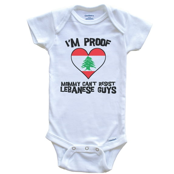 I'm Proof Mommy Can't Resist Lebanese Guys Lebanon Flag Heart Baby Bodysuit, 0-3 Months White