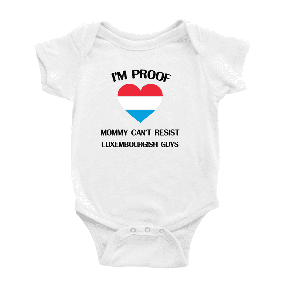 I'm Proof Mommy Can't Resist Luxembourgish Guys Cute Baby Bodysuit Romper (White, 0-3 Months)