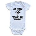 thumbnail image 1 of I'm Proof Mommy Can't Resist Marathon Runners Funny Running Baby Bodysuit, 0-3 Months White, 1 of 2