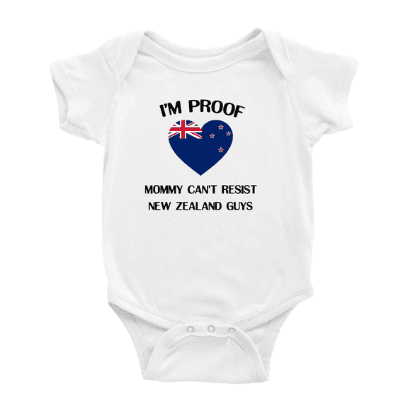 I'm Proof Mommy Can't Resist New Zealand Guys Cute Baby Bodysuit Newborn Clothes Outfits (White, 12-18 Months)