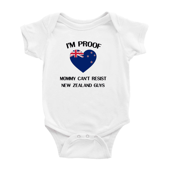 I'm Proof Mommy Can't Resist New Zealand Guys Cute Baby Bodysuit Newborn Clothes Outfits (White, 18-24 Months)