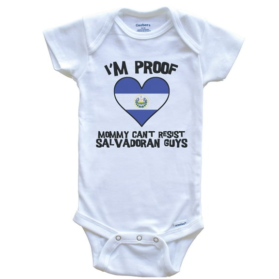 I'm Proof Mommy Can't Resist Salvadoran Guys El Salvador Flag Heart Baby Bodysuit, 0-3 Months White