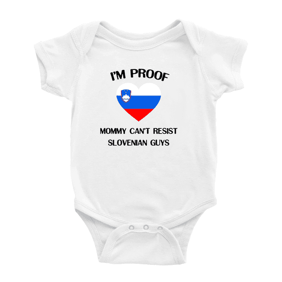 I'm Proof Mommy Can't Resist Slovenian Guys Baby Clothes For Boy Girl (White, 6-12 Months)