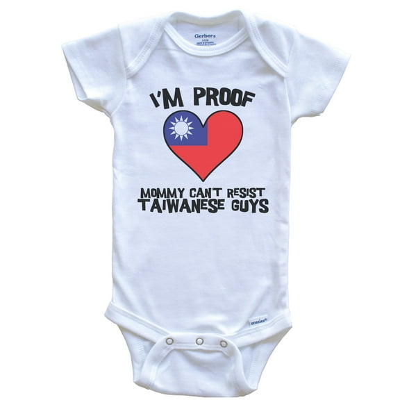 I'm Proof Mommy Can't Resist Taiwanese Guys Taiwan Flag Heart Baby Bodysuit, 3-6 Months White