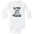 thumbnail image 1 of I'm Proof Mommy Can't Resist Teachers Funny Teacher One Piece Baby Bodysuit (Long Sleeve), 6-9 Months White, 1 of 1