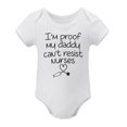 thumbnail image 1 of I'm Proof My Daddy Can't Resist Nurses Baby Bodysuit Funny Infant Outfit Unisex Comfy Romper White-style-1 6months, 1 of 7