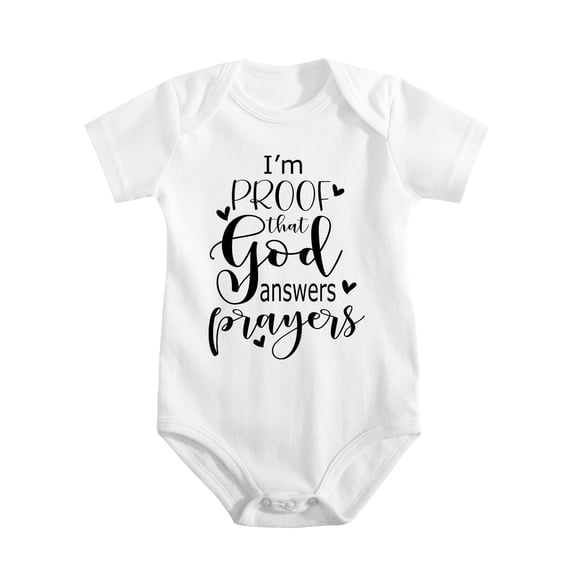 I'm Proof That God Answers Prayers Baby Bodysuit Cute Newborn Boy Funny Rompers Girl White-style-1 0-3M