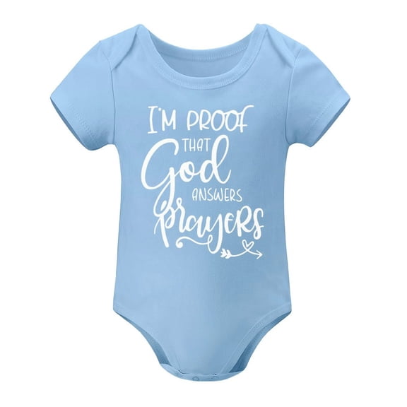 I’m Proof That God Answers Prayers - Baby Clothes - Funny Newborn Bodysuit Outfits for Boys And Girls Sky Blue-style 3months