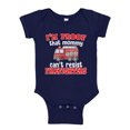 thumbnail image 1 of I'm Proof That Mommy Can't Resist Firefighters Baby Bodysuit One Piece 6 mo Navy Blue, 1 of 3