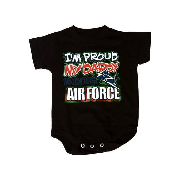 I'm Proud, My Daddy Is In the Airforce Black Baby Bodysuit, 24 Months