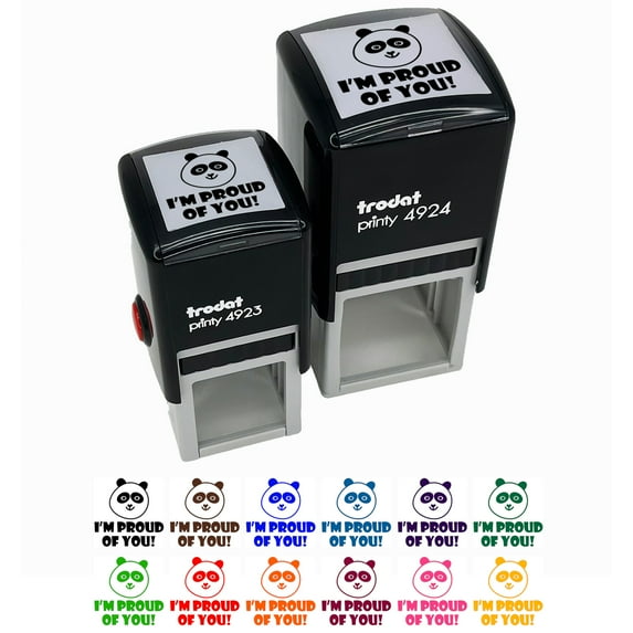I'm Proud of You Happy Panda Teacher Motivation Self-Inking Rubber Stamp Ink Stamper - Blue Ink - Large 1-1/2 Inch