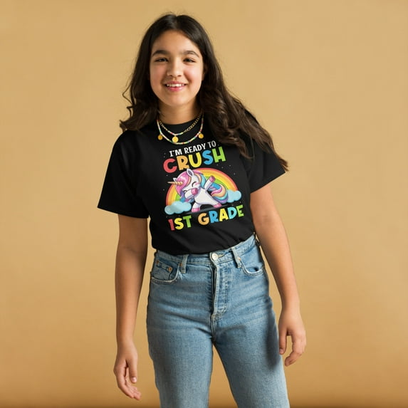 I'm Ready For 1st Grade Unicorn First Day Back To School Youth classic tee (Black, XS)
