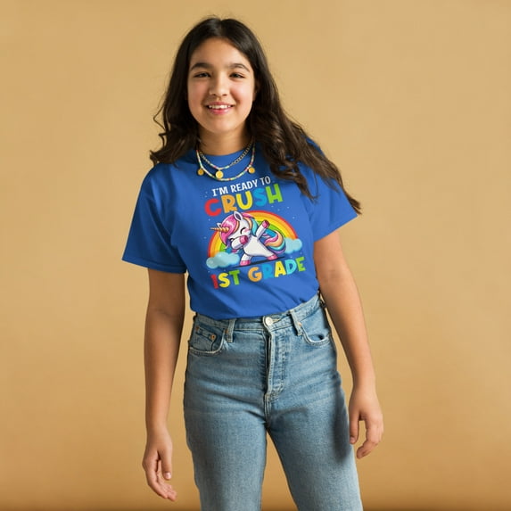I'm Ready For 1st Grade Unicorn First Day Back To School Youth classic tee (Royal, S)