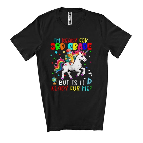 I'm Ready For 3rd Grade; Amusing First Day Of School Pencil Riding Unicorn; Students Teacher Unisex T-Shirt