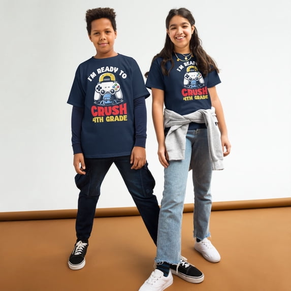 I'm Ready For 4th Grade First Day Back To School Students Youth classic tee (Navy, S)
