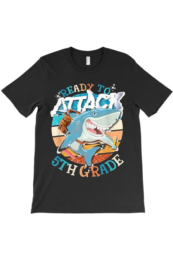 I'm Ready To Attack 5th Grade Funny Shark Back To School Kids H47970 Unisex T-Shirt, Up to 5XL Available