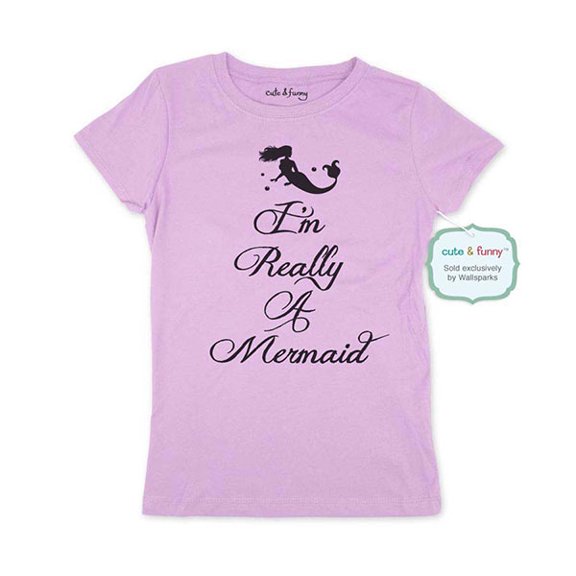 I'm Really A Mermaid (design1) - Youth Young Girls Juniors Slim Fit Soft Tee Shirt - Fun Trendy Tee