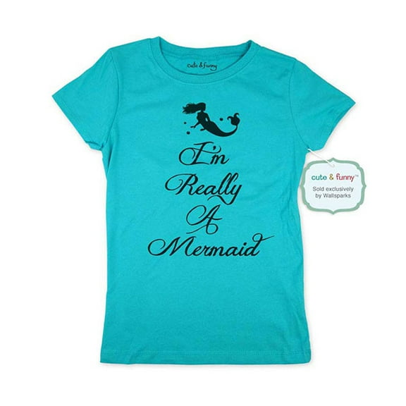 I'm Really A Mermaid (design1) - Youth Young Girls Juniors Slim Fit Soft Tee Shirt - Fun Trendy Tee