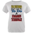 thumbnail image 1 of I'm Retired Don't Ask Me Damn Thing Womens Organic T Shirt White LG, 1 of 1