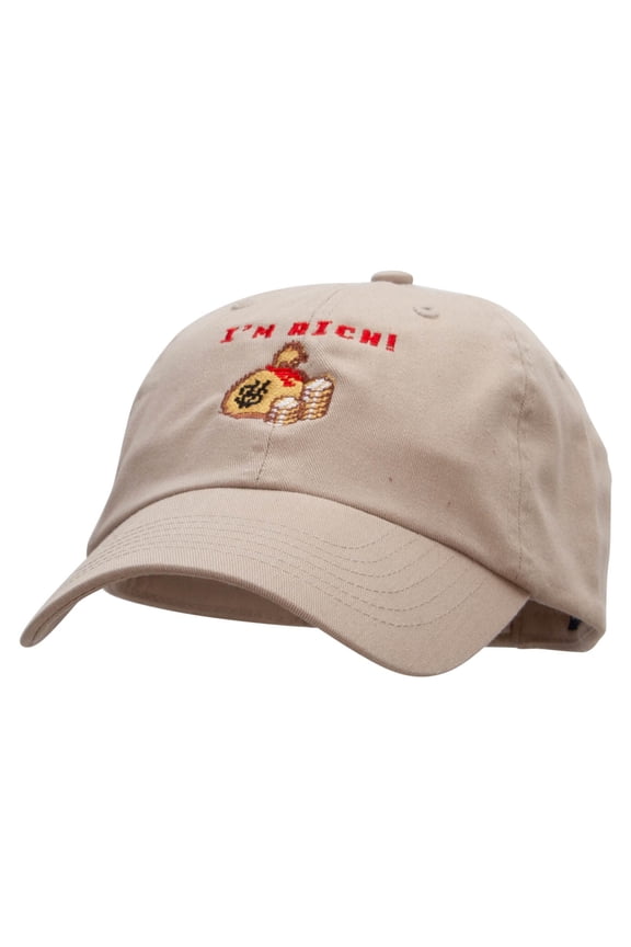 I'm Rich 8-bit Money Low Profile Pet Spun Washed Cap - Khaki OSFM