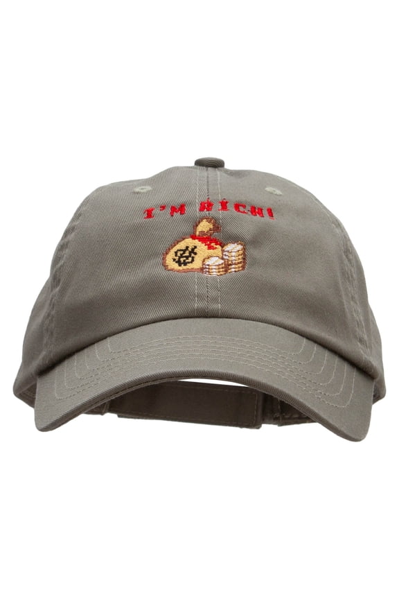 I'm Rich 8-bit Money Low Profile Pet Spun Washed Cap - Olive OSFM