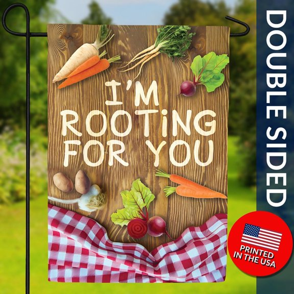 I'm Rooting For You Garden Flag Vegetable Pun Double Sided 1
