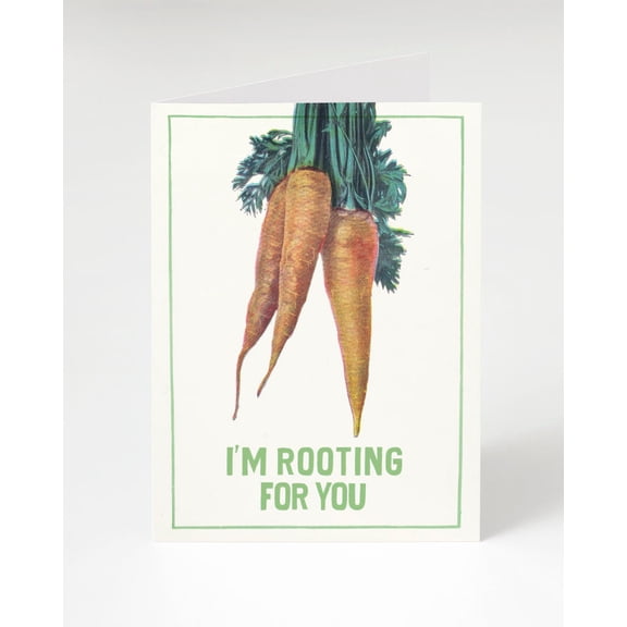 "I'm Rooting for You" Card Fun Illustrated Carrot Design Blank Inside Perfect Encouragement Card for Friends or Loved Ones