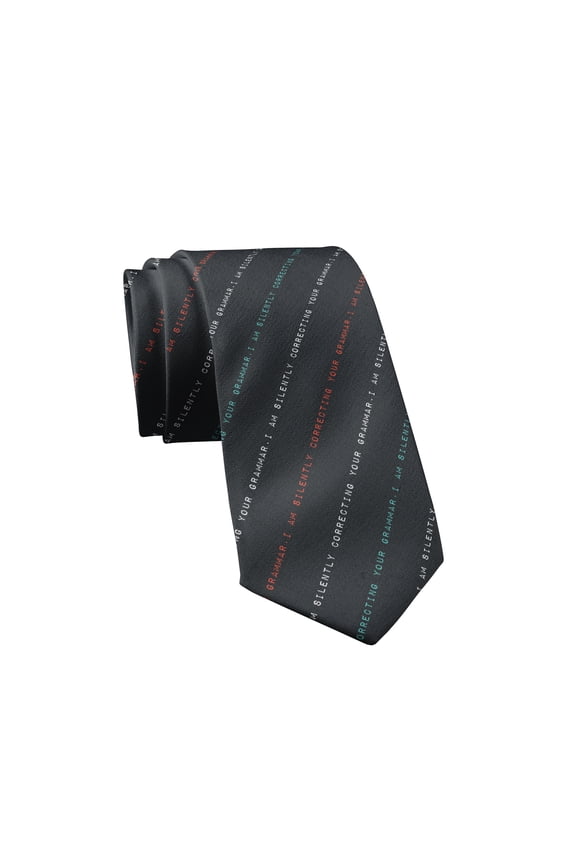 I'm Silently Correcting Your Grammar Necktie Funny Neckties for Men Nerdy Tie Mens Novelty Neckties