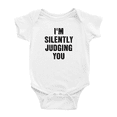 thumbnail image 1 of I'm Silently Judging You Cute Baby Clothing Bodysuits Boy Girl Unisex, 1 of 5