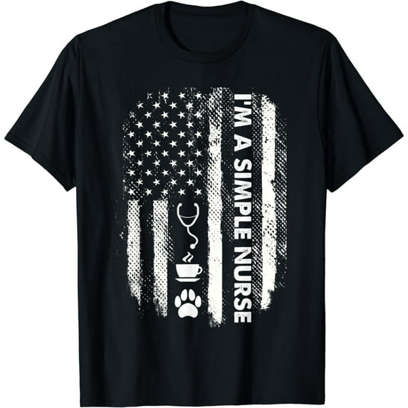 I'm Simple Nurse Humor Nurse Graphic Flag T-Shirt