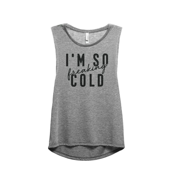 I'm So Freaking Cold Women's Fashion Sleeveless Muscle Workout Yoga Tank Top Heather Grey Grey Small