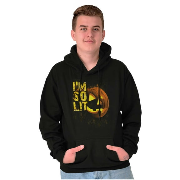 I'm So Lit Jack O Lantern Halloween Unisex Plus Fleece Graphic Hoodie Brisco Brands 3X