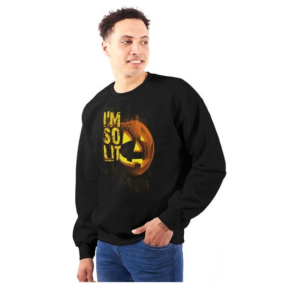 I'm So Lit Jack O Lantern Halloween Unisex Plus Fleece Graphic Sweatshirt Brisco Brands 2X