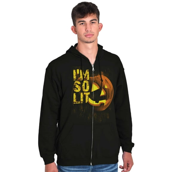 I'm So Lit Jack O Lantern Halloween Unisex Plus Size Zip Hoodie Brisco Brands 5X