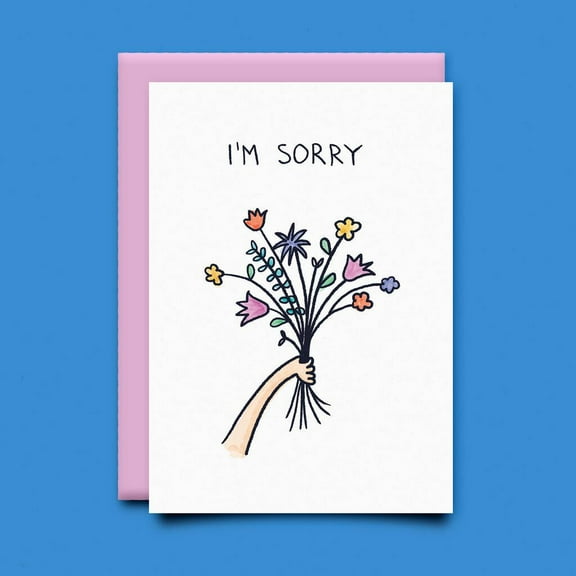 "I'm Sorry" Greeting Card with Floral Design  Blank Inside, Comes with Pink Envelope  Perfect for Apologies, Friendship, or Relationship Reconciliation