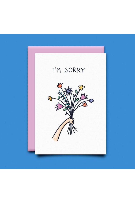 "I'm Sorry" Greeting Card with Floral Design  Blank Inside, Comes with Pink Envelope  Perfect for Apologies, Friendship, or Relationship Reconciliation