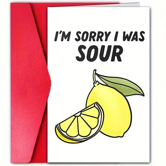 I'm Sorry I Was Sour Lemon Greeting Card  Humorous Apology Card with Envelope  Perfect for Friends, Family, or Loved Ones