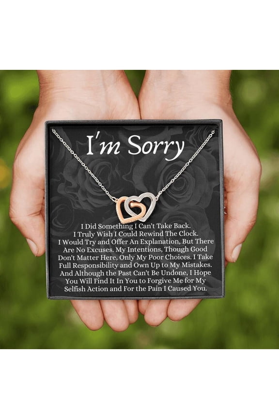 I'm Sorry Necklace for Her - Card & Apology Gift with Meaningful Message, Featuring "Please forgive me" & "Forgive Me" Messages