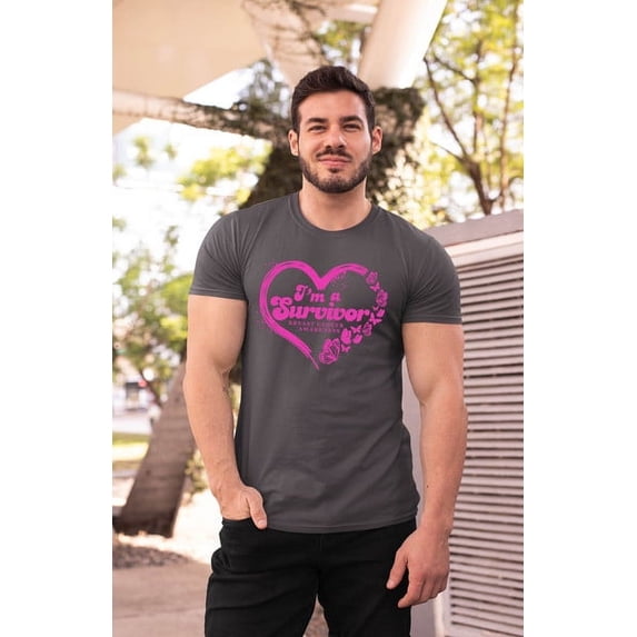 I'm Survivor Breast Cancer Awareness T-shirt for Men Azalea Black Size-L