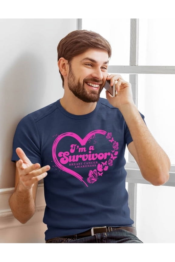 I'm Survivor Breast Cancer Awareness T-shirt for Men Black Size-2XL
