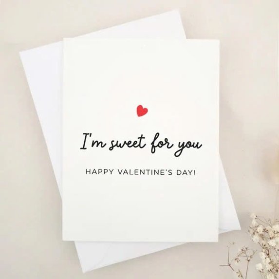 I'm Sweet for You Valentine's Day Card – Heart Design – Blank Inside for Personalized Messages – Perfect Romantic Greeting for Your Loved One