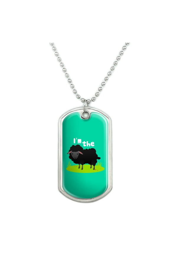 I'm The Black Sheep Funny Military Dog Tag Pendant Necklace with Chain