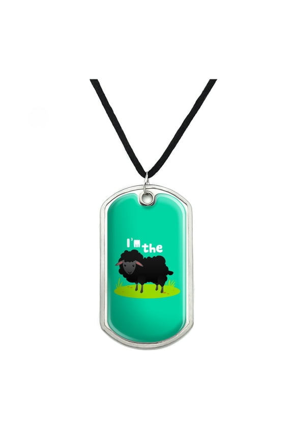 I'm The Black Sheep Funny Military Dog Tag Pendant Necklace with Cord