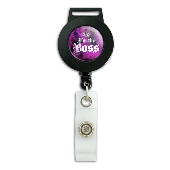 I'm The Boss with Crown Lanyard Retractable Reel Badge ID Card Holder
