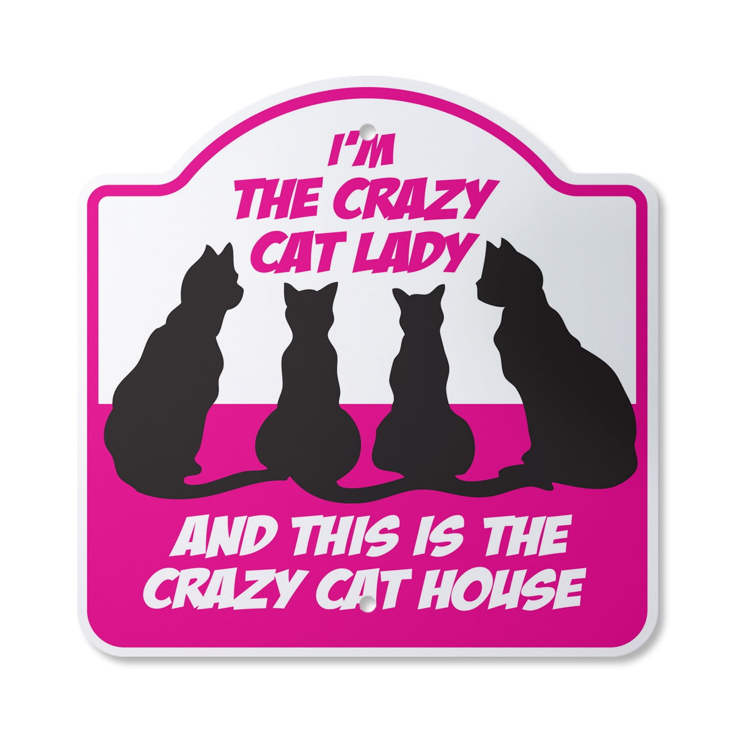 Crazy Cat Lady Pink and Black 12" x 12" Plastic Wall Sign