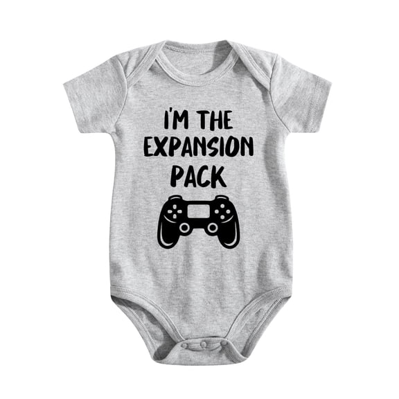I'm The Expansion Pack Baby Bodysuit Funny Cute Adorable Infant Clothing Newborn Boys Light Gray-style-1 3-6M